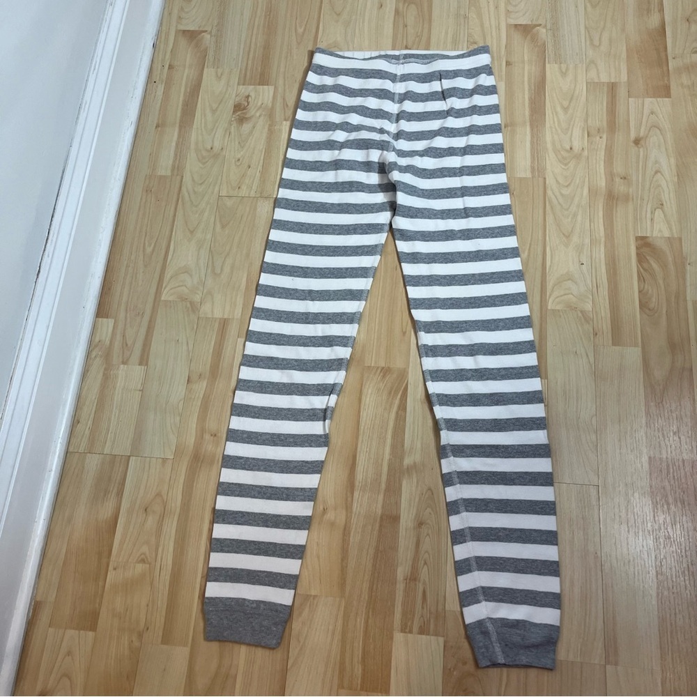 Hanna Andersson gray and white striped pajama bottoms Size 14 organic cotton